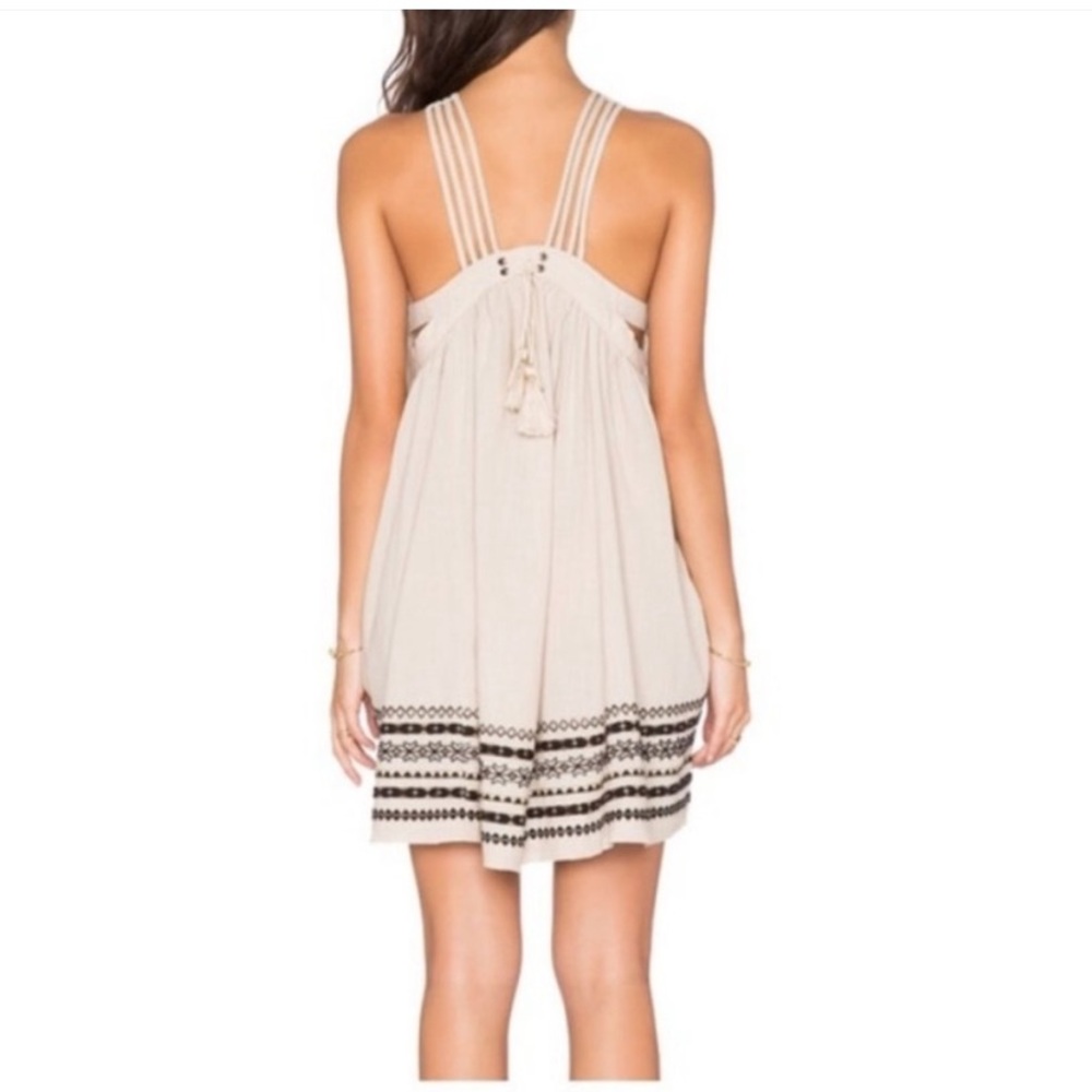 FREE PEOPLE Batiste Kashmir Embroidered Tent Dress Biscotti Beige - Picture 3 of 10